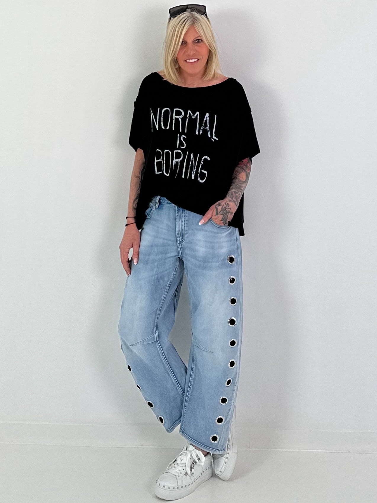 Oversized Shirt Normal is Boring - black