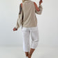 Bluse mit cold shoulder Detail - beige