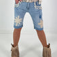 Denim Shorts with Crochet Patches