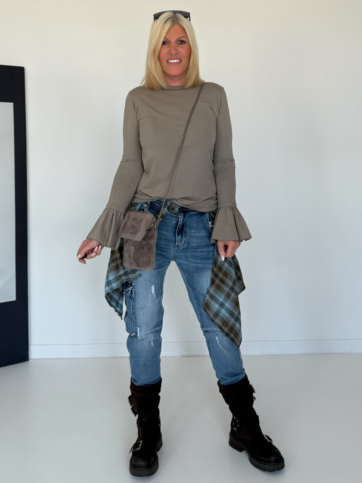 Cargo-Jeans im Used-Look - denim