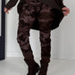 Hose mit elastischem Bund im Camouflage-Look - mokka-mehrfarbig