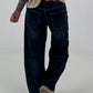 Jeans mit Knopfleiste quer - denim