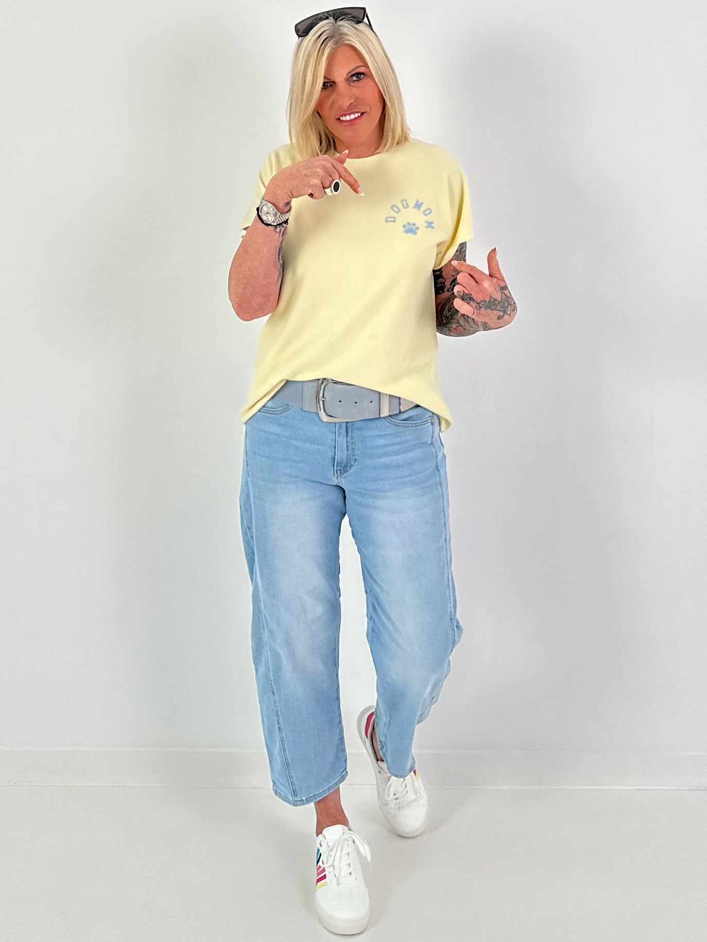 Feinstrick Shirt Dog Mom - gelb