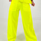 Sweatpants with large side pockets - neon yellow