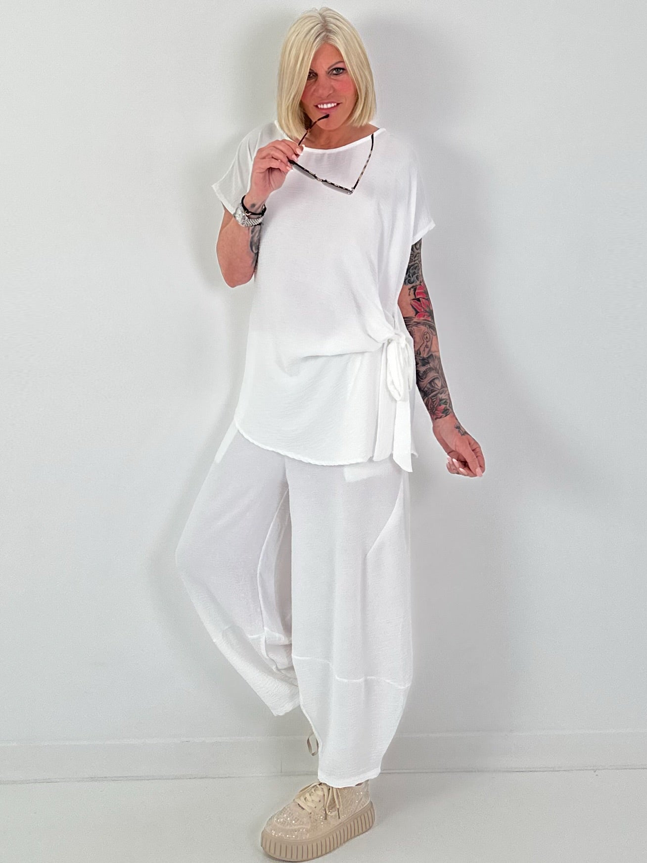 Lightweight Balloon Trousers - white