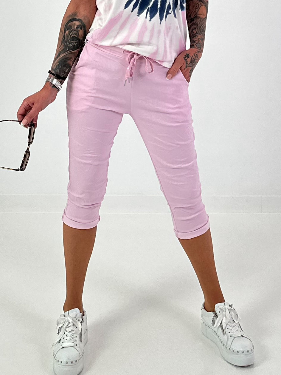 Capri Pants with Tie Waist - pink