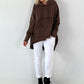 Casual long hoodie with thumbhole - mocha