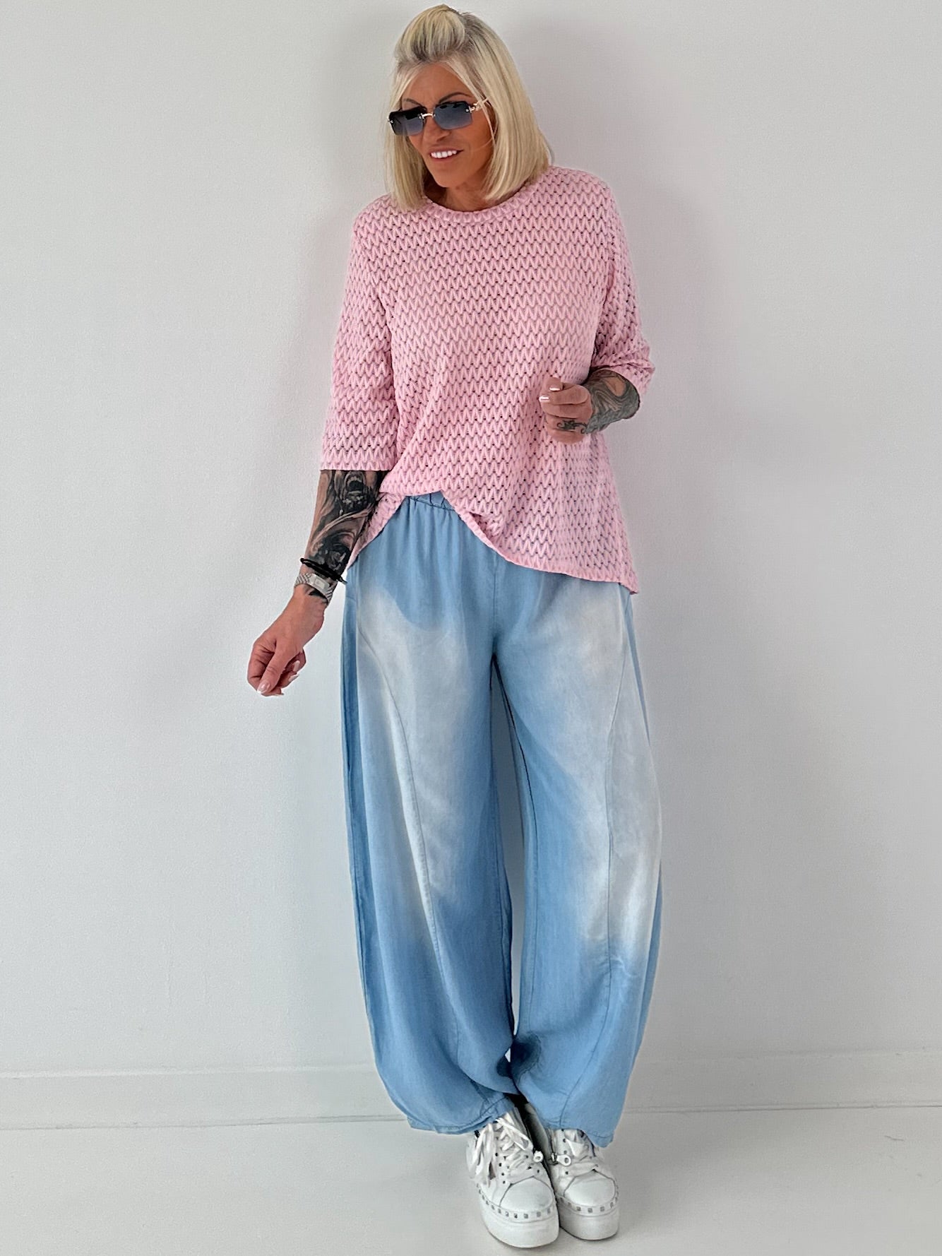 T-Shirt mit halben Arm - rosa