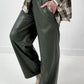 Leather-look trousers, model "Smooth Faux" - olive