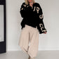 Sweater mit Strickeinsätzen - schwarz