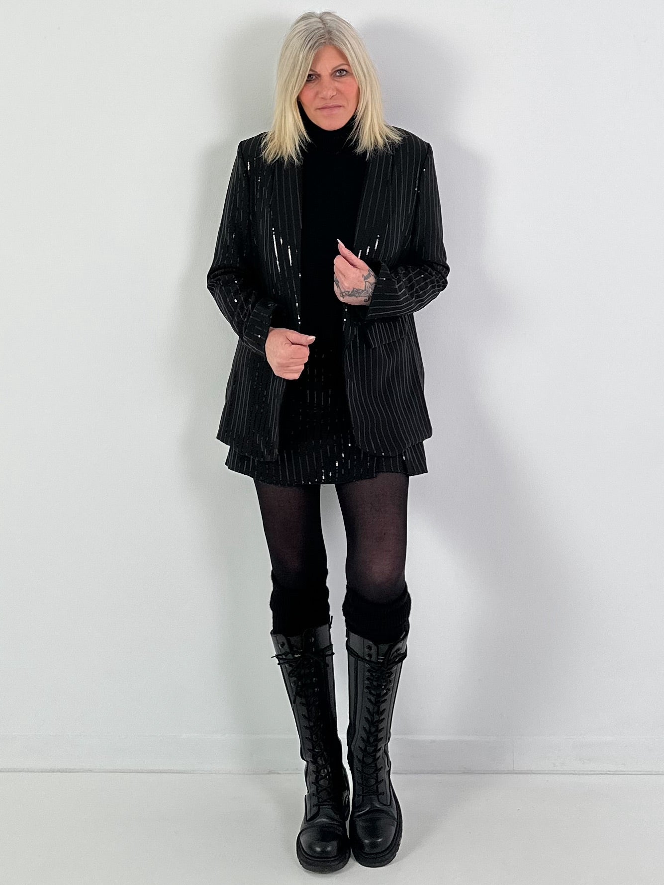 Blazer Modell "Midnight Sparkle" - schwarz-schwarze Pailletten