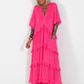 Long dress with fringe and flounces - neon pink (available from 29.05.26)