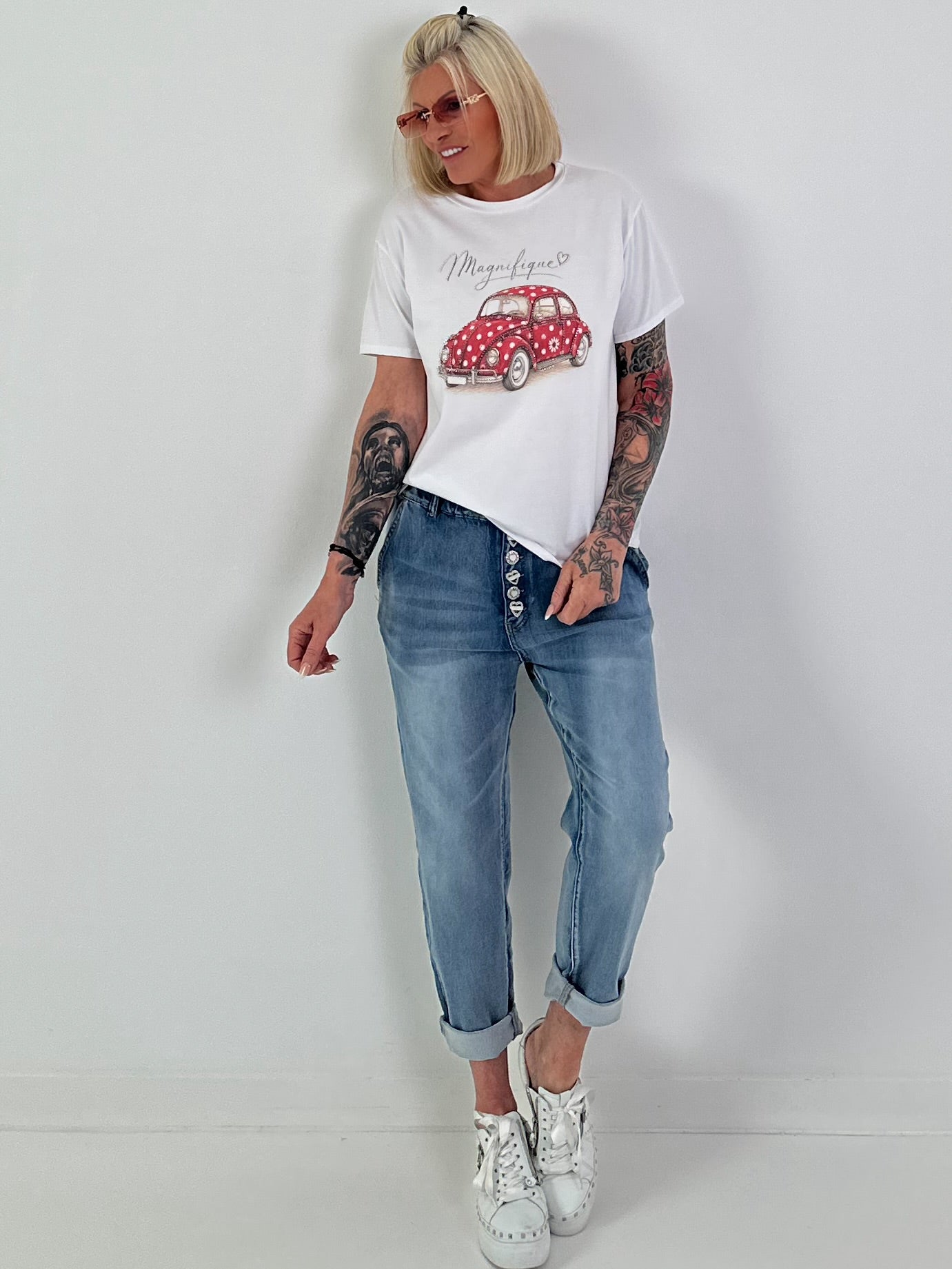 T-Shirt Magnifique - white-red