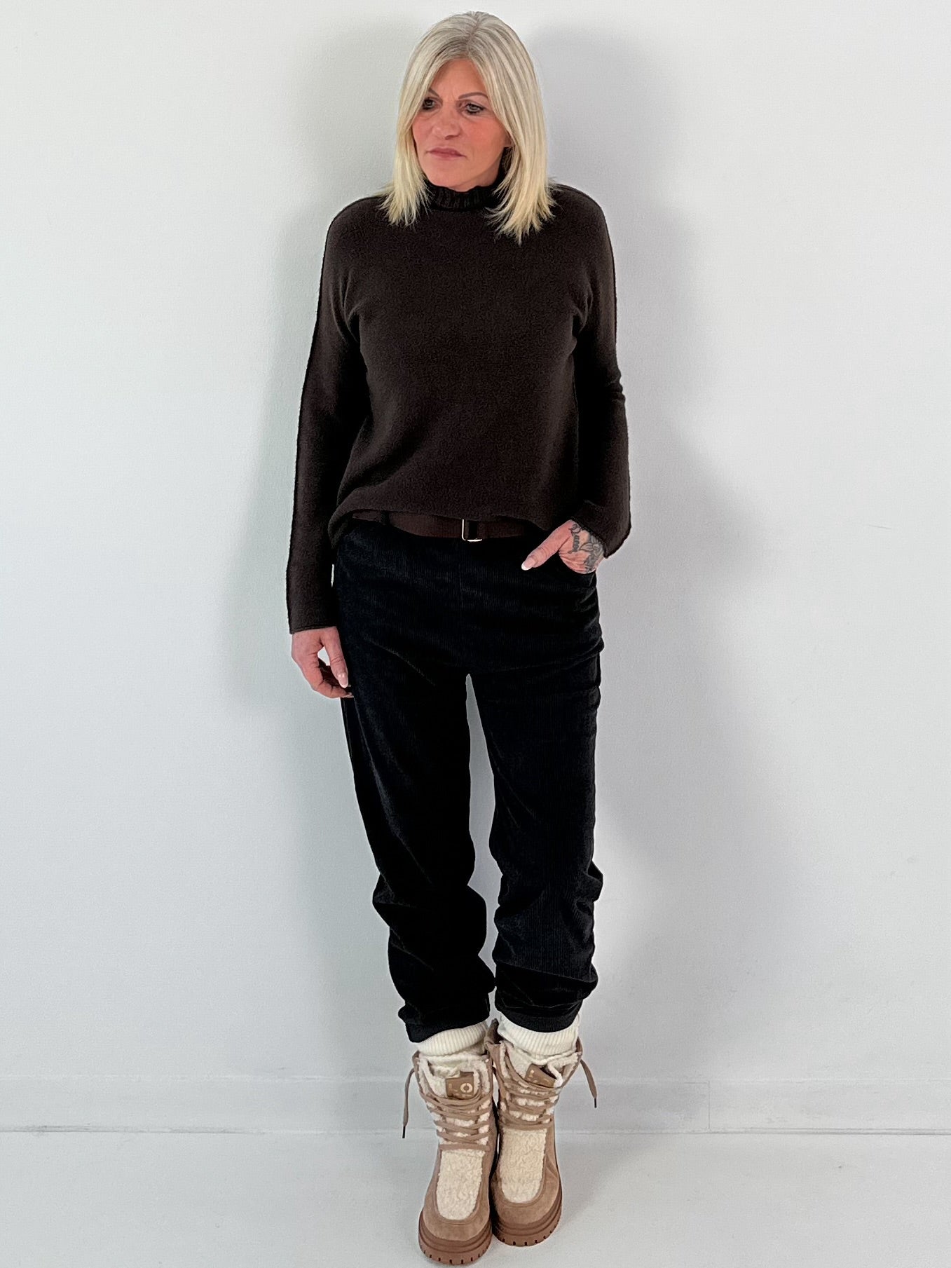 Corduroy trousers model "Soft Comfort" - anthracite