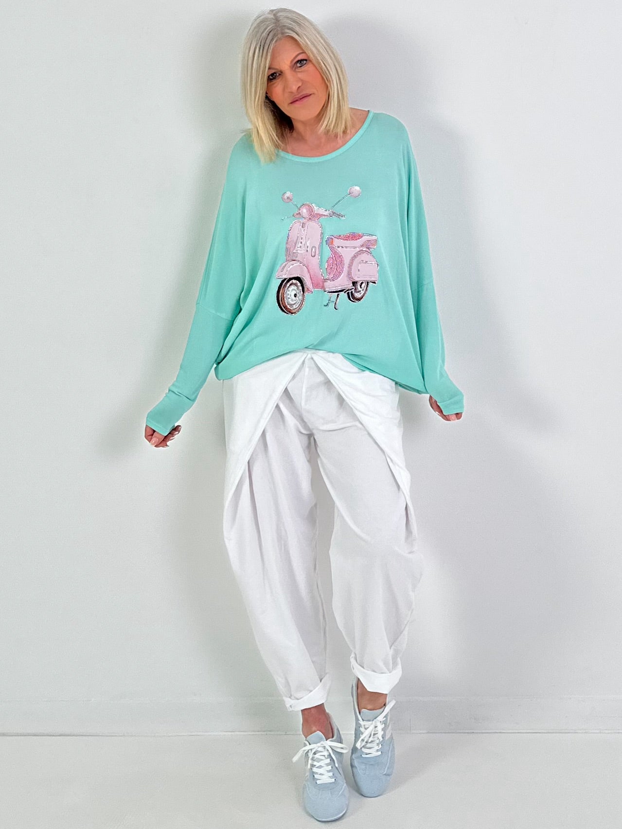 Oversized sweater Vespa - watergreen