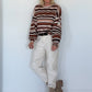 Sweater mit Allover-Streifen-Print - mokka-mehrfarbig