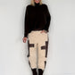 Sweathose im Materialmix - beige-mokka
