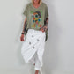 Oversized Shirt with Front Print - Khaki