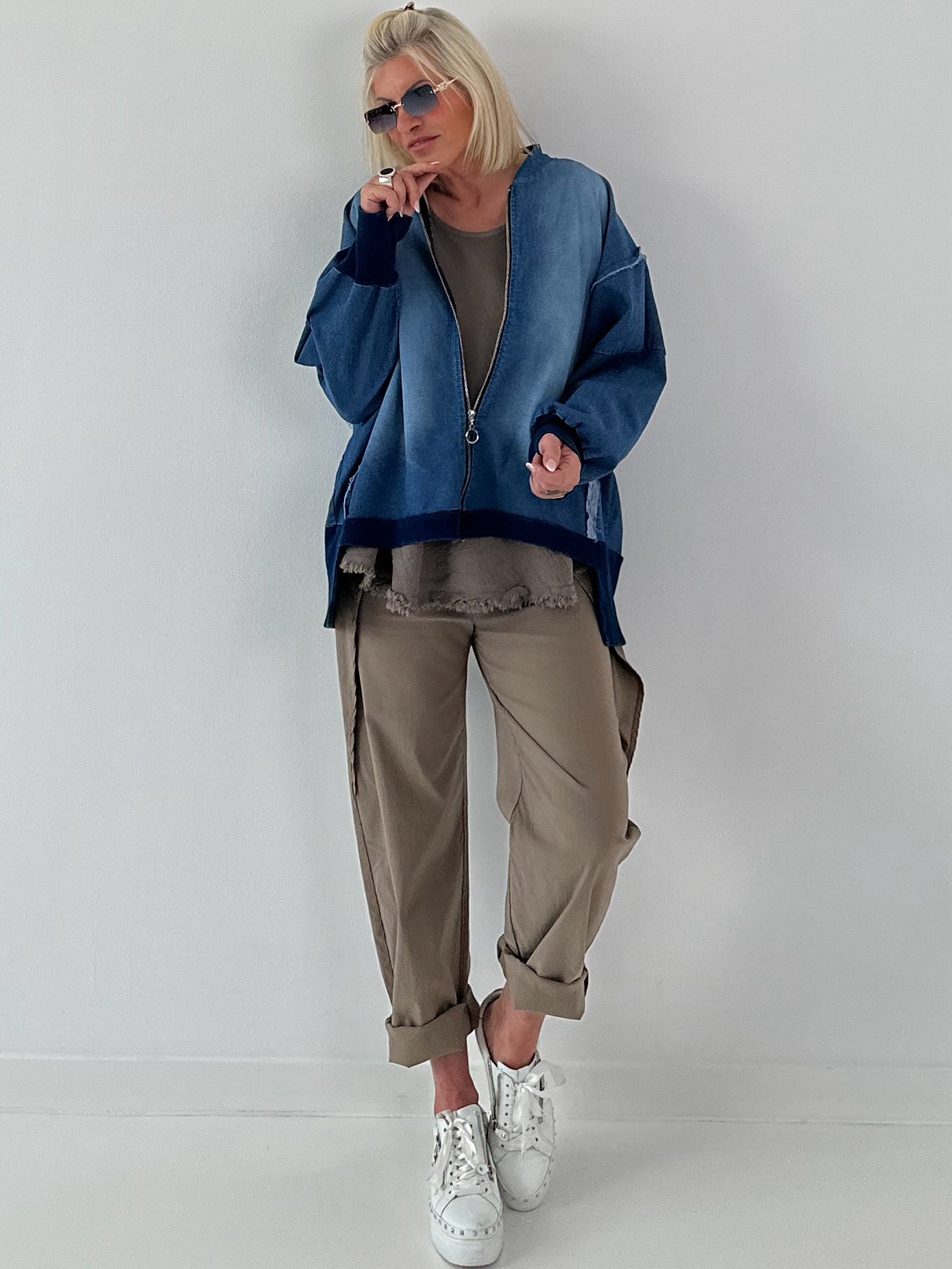 Oversized Jeansjacke - dunkelblau