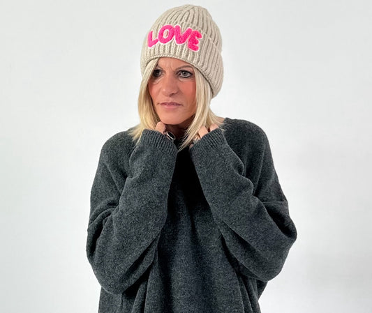 Zwillingsherz hoed model "LOVE" - beige