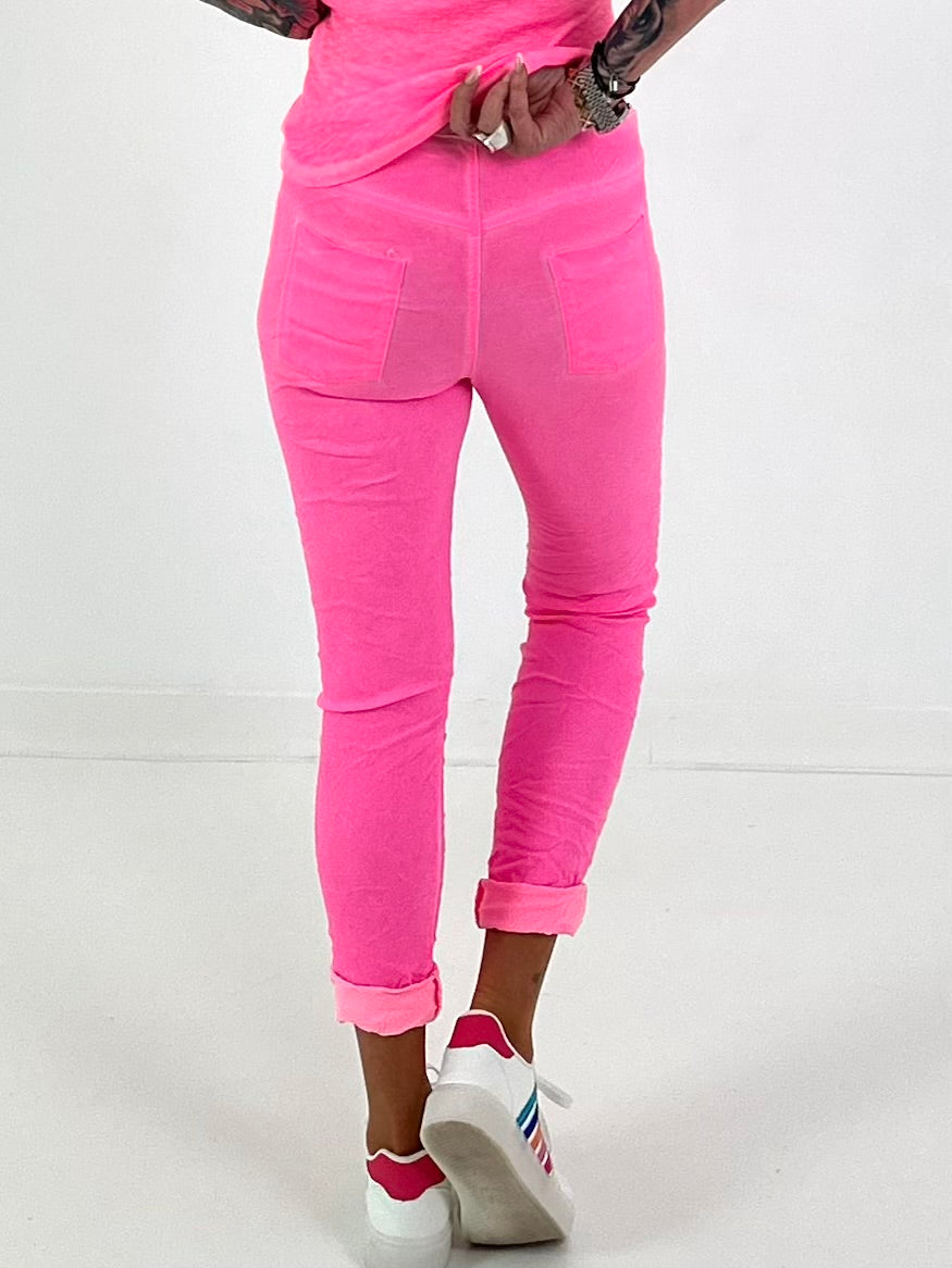 Hose im Knit-Look - neonpink