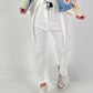 Trousers with wide pleats - white