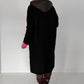 Coat with teddy curl look and neon accents - black