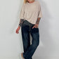 Half-sleeve shirt with stylish outer seams - beige