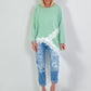 Sweater with lace details - mint