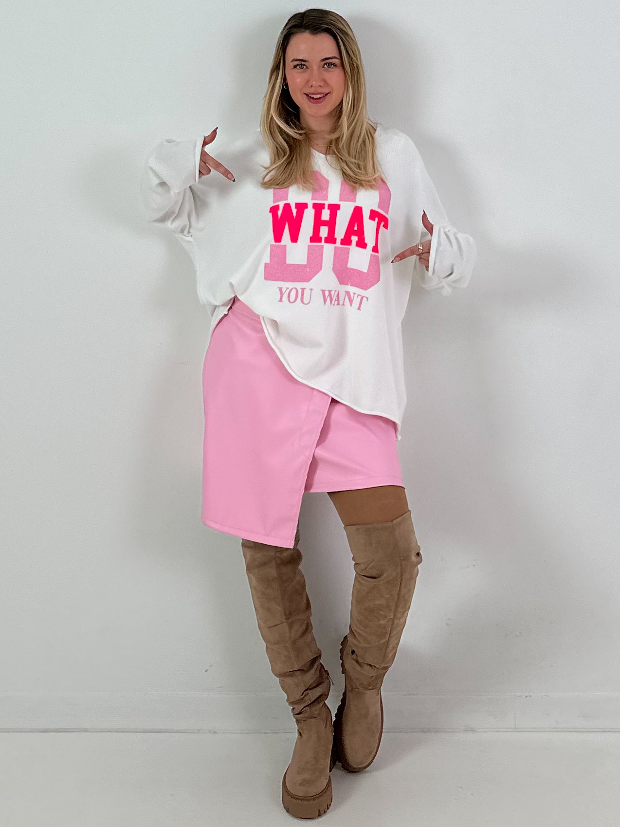 Leather-look skirt, model "Fearless Faux" - pink