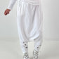 Haremhose mit Knopfdetails - weiss