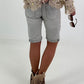 Jeans Shorts with Crochet Patches - Grey