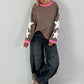 Sweatshirt with trendy star elements - taupe