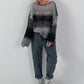 Grobstrickpullover mit Farbverlauf  - anthrazit-mehrfarbig