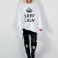 Oversized shirt model "KEEP CALM" - white