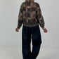 Patterned shirt jacket - khaki