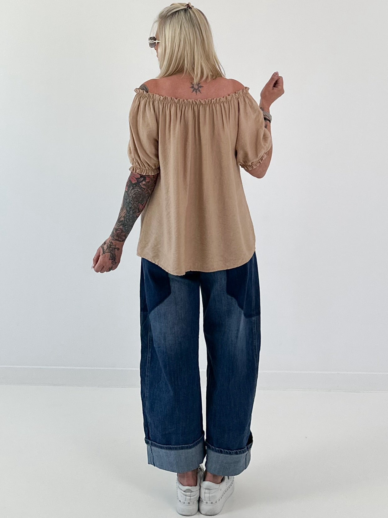 Carmen Tunika mit halben Arm  - camel