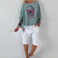 Oversized Shirt mit Cut Outs und Skull -  salbei