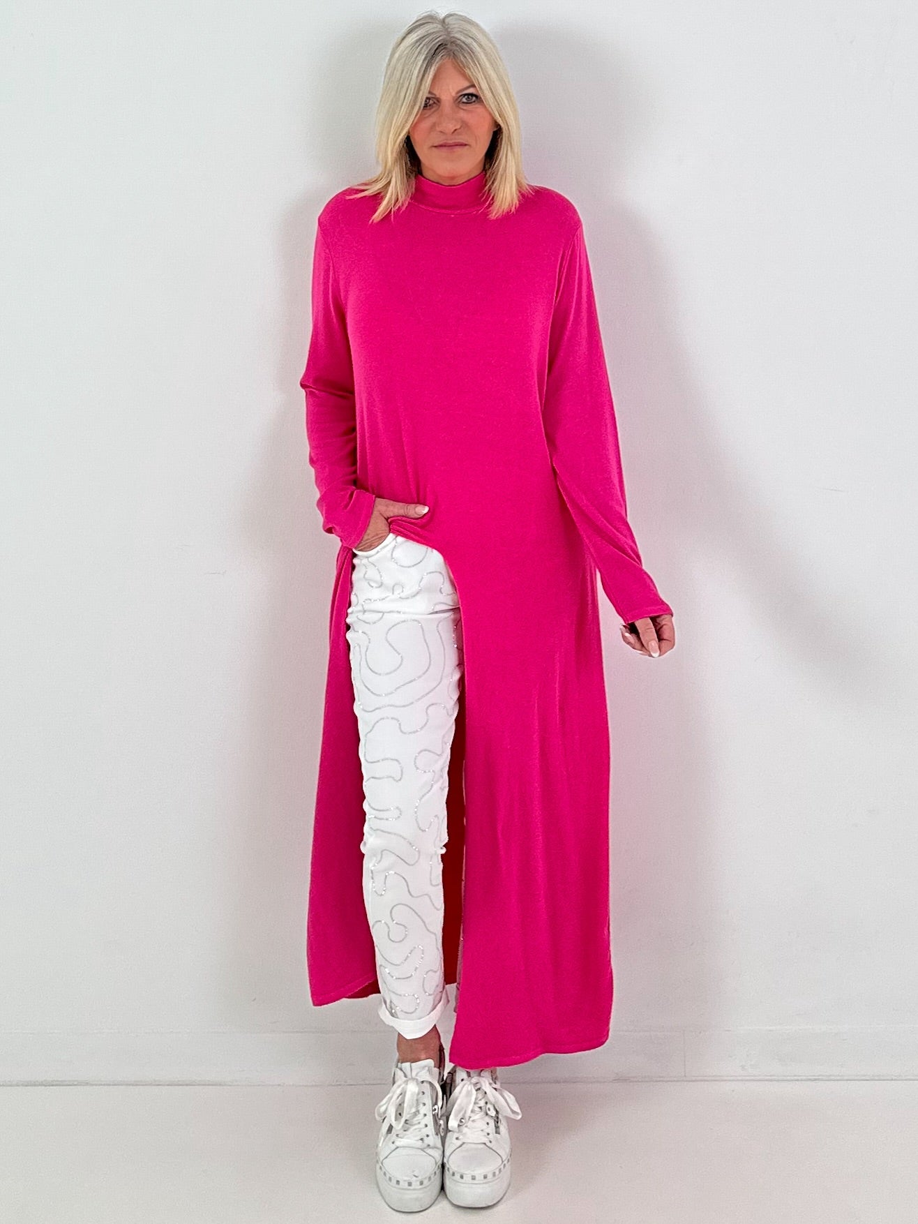 Long Pullover Modell "Calm Comfort" - pink