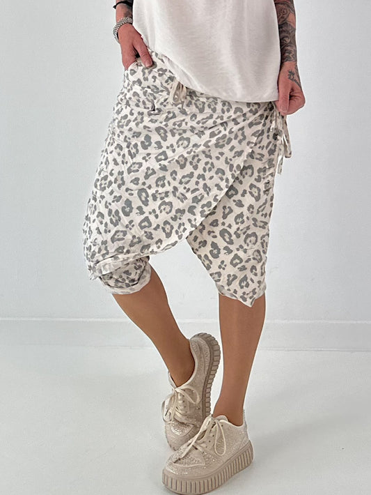 Stylische Hose mit Überwurf im Knit-Look - beige