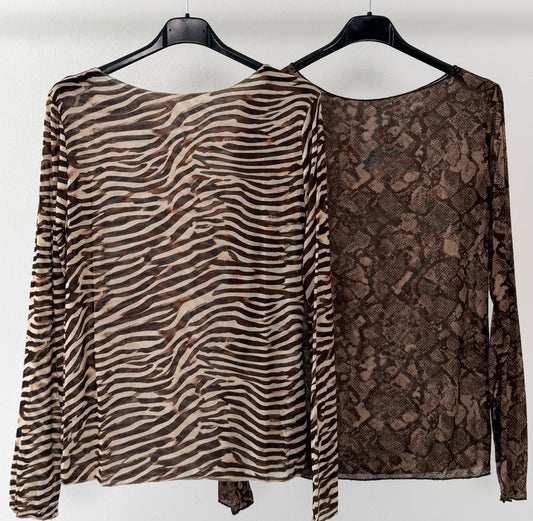 Cashmere Shirt mit Animal-Print- Zebra/Schlange