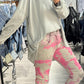 Jeans model "Pink Noise" - gray-neon pink