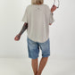 T-Shirt mit gerafftem Saum - beige
