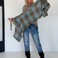 Waist Wrap im Karomuster - hellblau-mokka-mehrfarbig