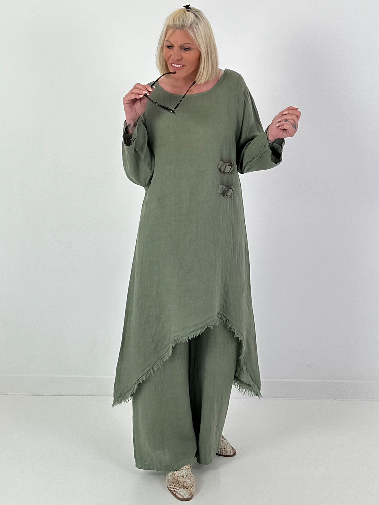Linen two-piece - khaki