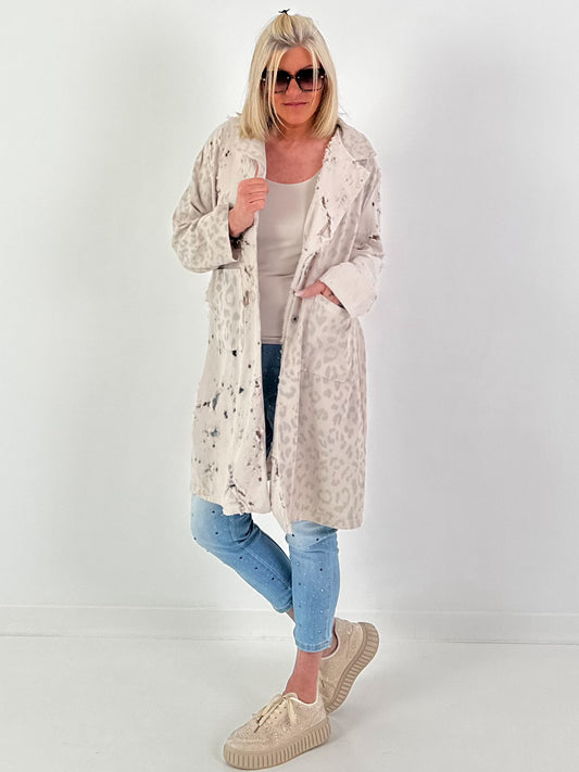 Jeansmantel Leo im Destroyed Look - beige