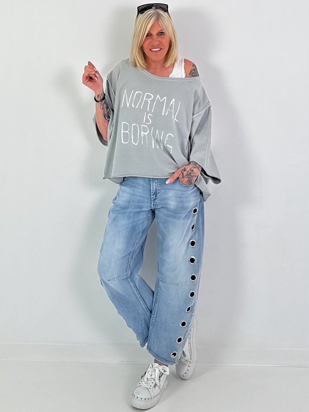 Oversized Shirt Normal is Boring - Grey