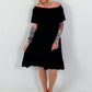Dress with short sleeves and flounce - black