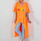 Oversized Long Shirt Sunset - neon orange