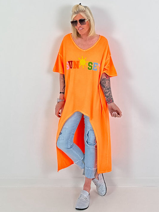 Oversized Long Shirt Sunset - neonorange
